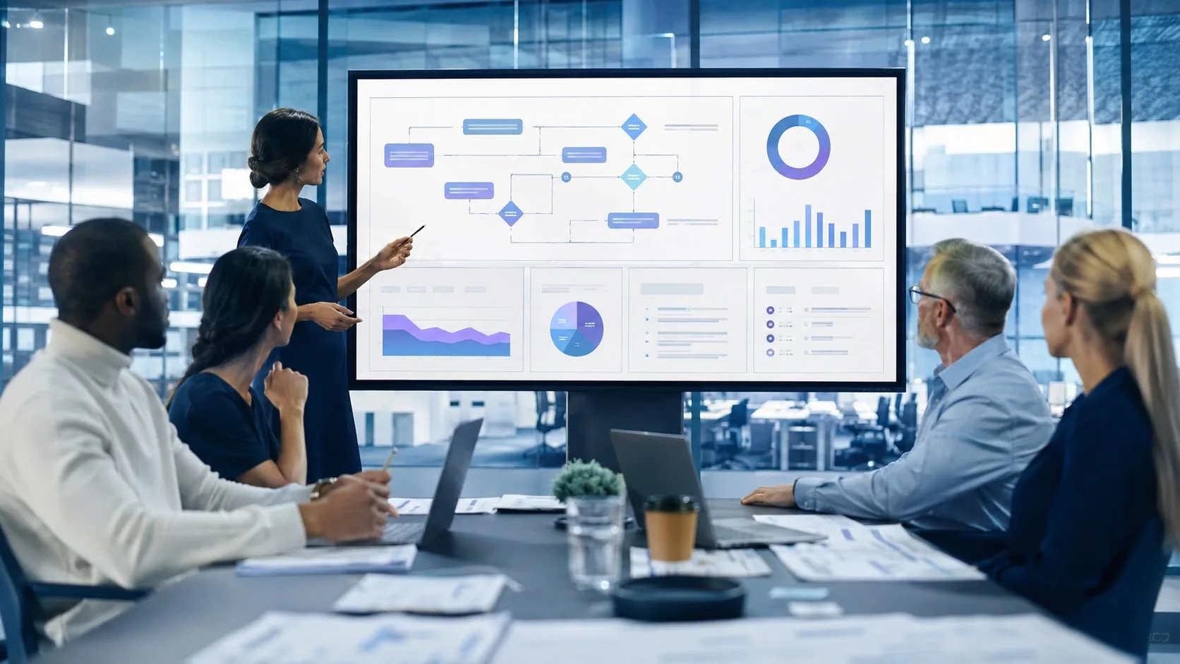 Imagen editorial empresarial sobre agentes IA empresa y adopción de inteligencia artificial.