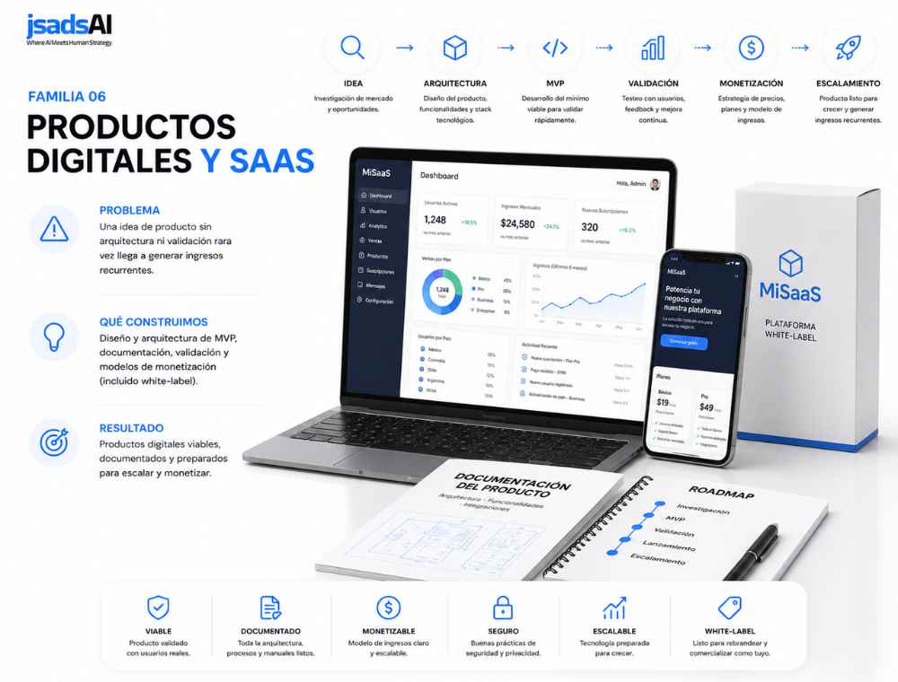 Imagen explicativa: Productos Digitales y SaaS